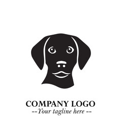 Cute Head of Dog Logo Symbol in Black on White Background with Modern Minimalist Design
