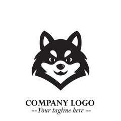 Cute Head of Dog Logo Symbol in Black on White Background with Modern Minimalist Design
