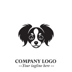 Cute Head of Dog Logo Symbol in Black on White Background with Modern Minimalist Design
