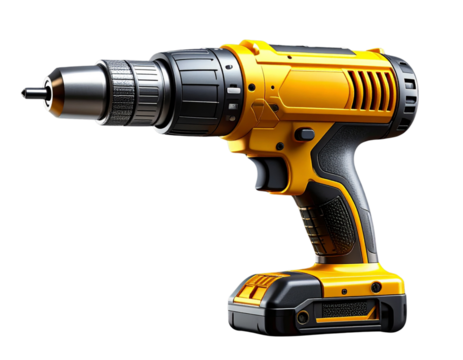 Yellow Power Drill – Cordless Hand Tool PNG