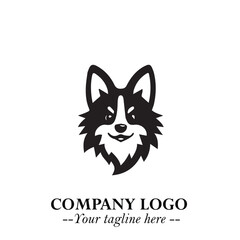 Cute Head of Dog Logo Symbol in Black on White Background with Modern Minimalist Design
