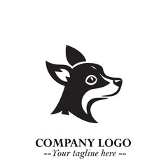 Cute Head of Dog Logo Symbol in Black on White Background with Modern Minimalist Design
