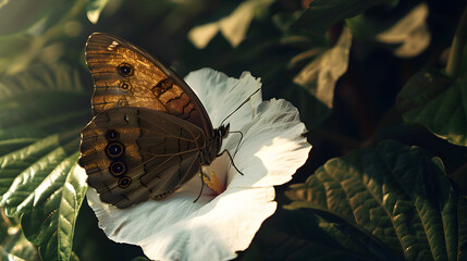 Butterfly on White Flower