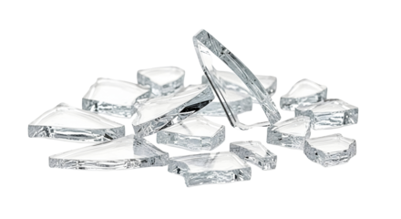 Shattered glass pieces glistening, perfect for representing fragility, destruction, or a modern, edgy design element in your next project
