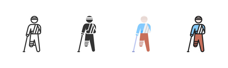 Broken Leg Icon Pack In Multiple Styles
