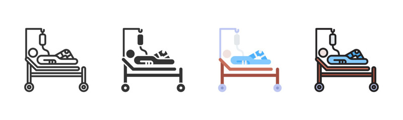 Hospital Bed Icon Pack In Multiple Styles