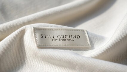 Elegant White Fabric with Soft Texture and Tag Still Ground Rest Opens Calm for Interior Design and Textile Projects
