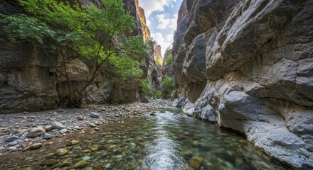 Scenic view of the virgin river narrows in zion national park
