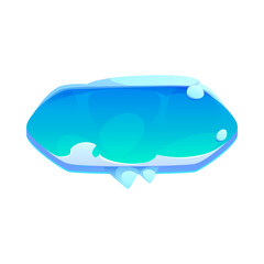 Cartoon blue water puddle game UI element.