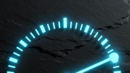 Semicircle time dial advances one tick clockwise and confirms subtly with a lingering glow