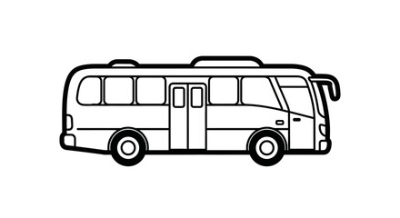 Outline bus vector illustration simple line drawing of a passenger vehicle isolated on white backgro