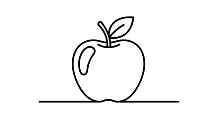 Apple outline vector icon simple line drawing of fruit isolated on white background