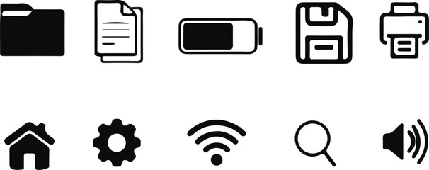 Mobile phone icons set. Examples of icons in computers.