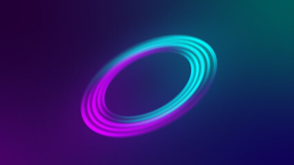 Abstract Neon Pink Teal Glowing Ring Rotation Seamless