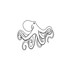 Minimalist Octopus Line Art.