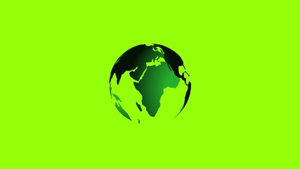3D Green Earth Globe Floating on Bright Lime Green Background planet world. Rotating green Earth globe floating on a neon lime green background, 3D planet scene. - Powered by Adobe