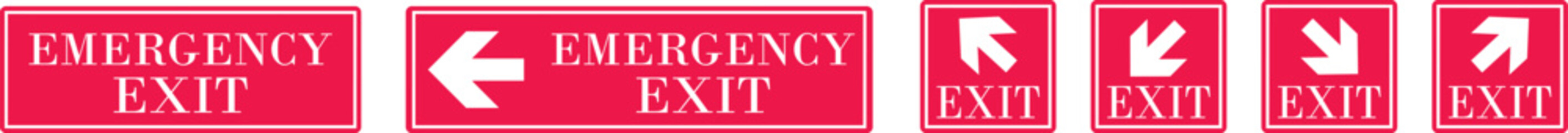 Emergency Exit Icon set. Running man emergency fire exit sign. Exit emergency arrow sign vector image, vector symbol. Fire exit keep clear sign showing a running person on transparent background.