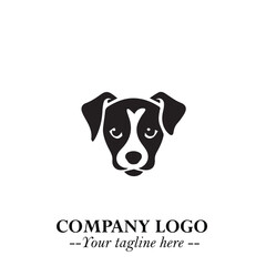 Cute Head of Dog Logo Symbol in Black on White Background with Modern Minimalist Design
