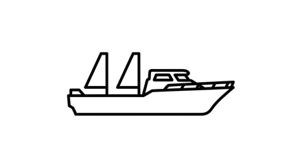 Minimalist boat icon simple line art vector illustration isolated on white background for app and web design