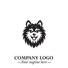 Cute Head of Dog Logo Symbol in Black on White Background with Modern Minimalist Design
