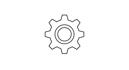 Gear icon in outline style simple vector illustration for settings and preferences isolated on white background