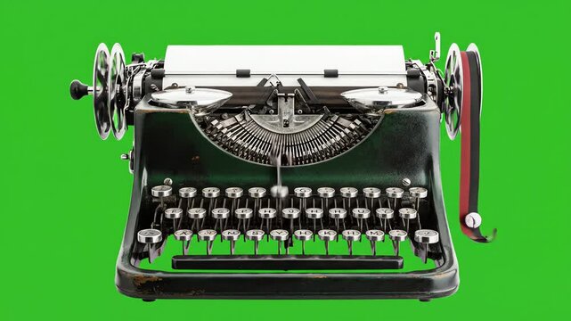 Vintage black typewriter with blank paper on desk