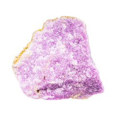 Fototapeta premium Rough purple lepidolite mineral stone isolated on white background.