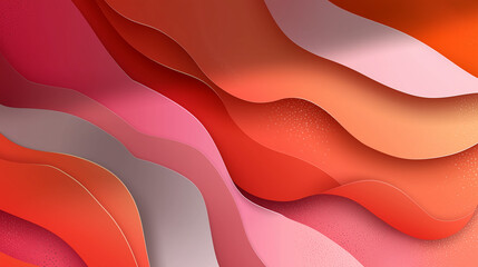 Vibrant abstract background with flowing layered shapes in red, orange, and pink tones. Modern 3D paper cut style texture design perfect for posters, wallpapers, and creative graphic layouts.