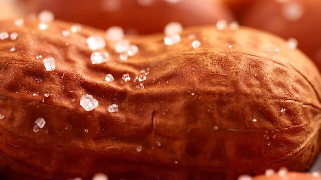 Close-Up of a Salted Peanut Shell with Macro Details and Texture