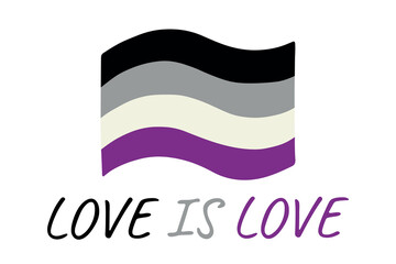 Colorful Asexual pride flag Happy pride day LGBTQ community Pride Month Vector hand drawn doodle for posters, stickers, logo, cards