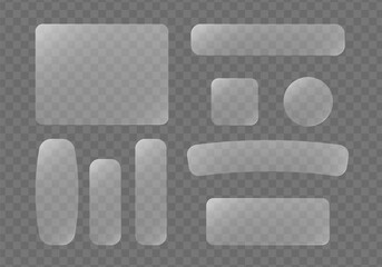 Transparent liquid glass or glassmorpishm interface blank banner panel background set