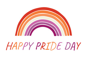 Colorful rainbow shape Lesbian pride flag Happy pride day LGBTQIA community Pride Month Vector hand drawn doodle for posters, stickers, logo, cards
