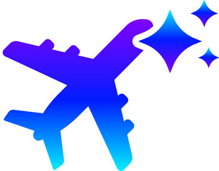 Generative AI Sparkle Airplane Icon with Magic Glow for Travel and Flight