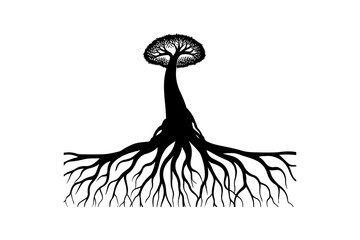 Fototapeta premium Tree Silhouette A Symbol of Strength, Growth, and Connection within Nature's Embrace