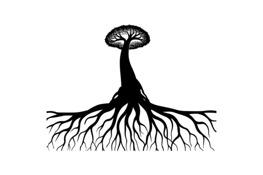 Tree Silhouette A Symbol of Strength, Growth, and Connection within Nature's Embrace