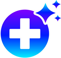 Generative AI Sparkle Medical Cross Icon with Magic Glow for Health and First Aid