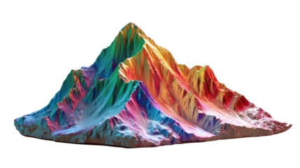 Colorful Mountain: An artistic representation of a mountain in an array of vibrant colors, evoking a sense of wonder and the beauty of nature.