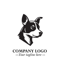 Cute Head of Dog Logo Symbol in Black on White Background with Modern Minimalist Design
