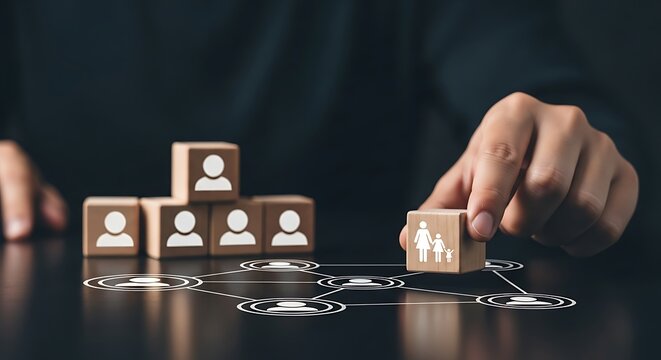 Build your dream family with connections and community support, visualize your family network with this conceptual block design for social media campaigns