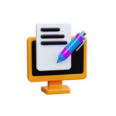 E learning 3d render icons