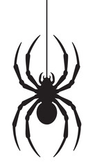 Hanging spider silhouette vector illustration isolated on white background for Halloween design