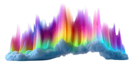 Celestial Rainbow Dance: A vibrant dance of colorful lights gracefully illuminates the sky, creating a spectacle of wonder, a dreamscape of natural beauty.