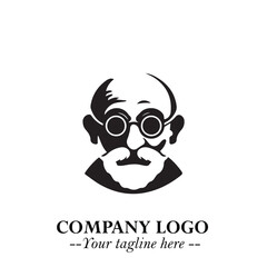 Intelligent Head of Professor Logo Symbol in Black on White Background with Modern Minimalist Design