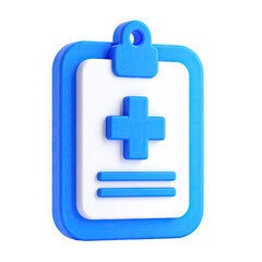 Obraz premium Blue clipboard with white paper, plus symbol