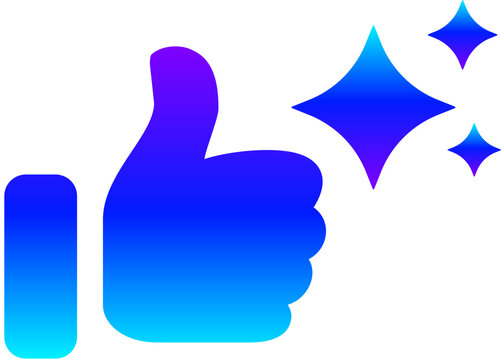Generative AI Sparkle Thumbs Up Icon with Magic Glow for Like and Approval