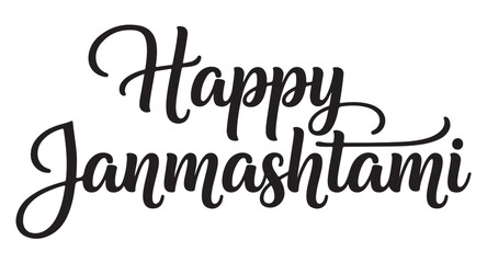 Happy Janmashtami calligraphy decorative lettering for Krishna birthday celebration vector illustration iso
