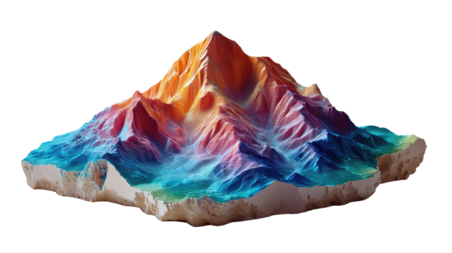 Abstract Mountain Topography: A vibrant and colorful abstract representation of mountain topography, showcasing the natural beauty and geological formations of the earth.