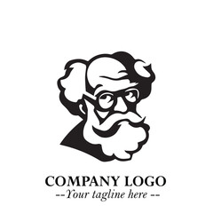 Intelligent Head of Professor Logo Symbol in Black on White Background with Modern Minimalist Design