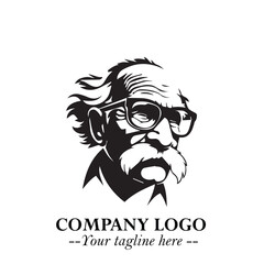 Intelligent Head of Professor Logo Symbol in Black on White Background with Modern Minimalist Design