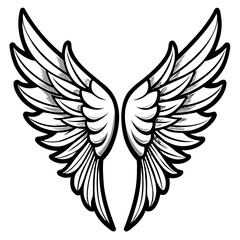 Obraz premium Angel Wings Tattoo Vector — Detailed Feathered Wings Illustration on Transparent Background